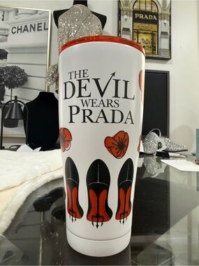 The Devil Wears Prada White & Red Travel Tumbler brand new